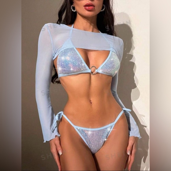 Blue sequins bikini set - Picture 9 of 10